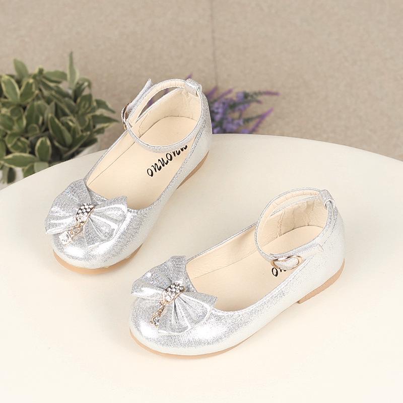 Girls Princess Leather Shoes Spring Autumn Elegant Kid Ballet Shoes Ankle-strap Bowtie Fashion Causal Children's Flats Versatile