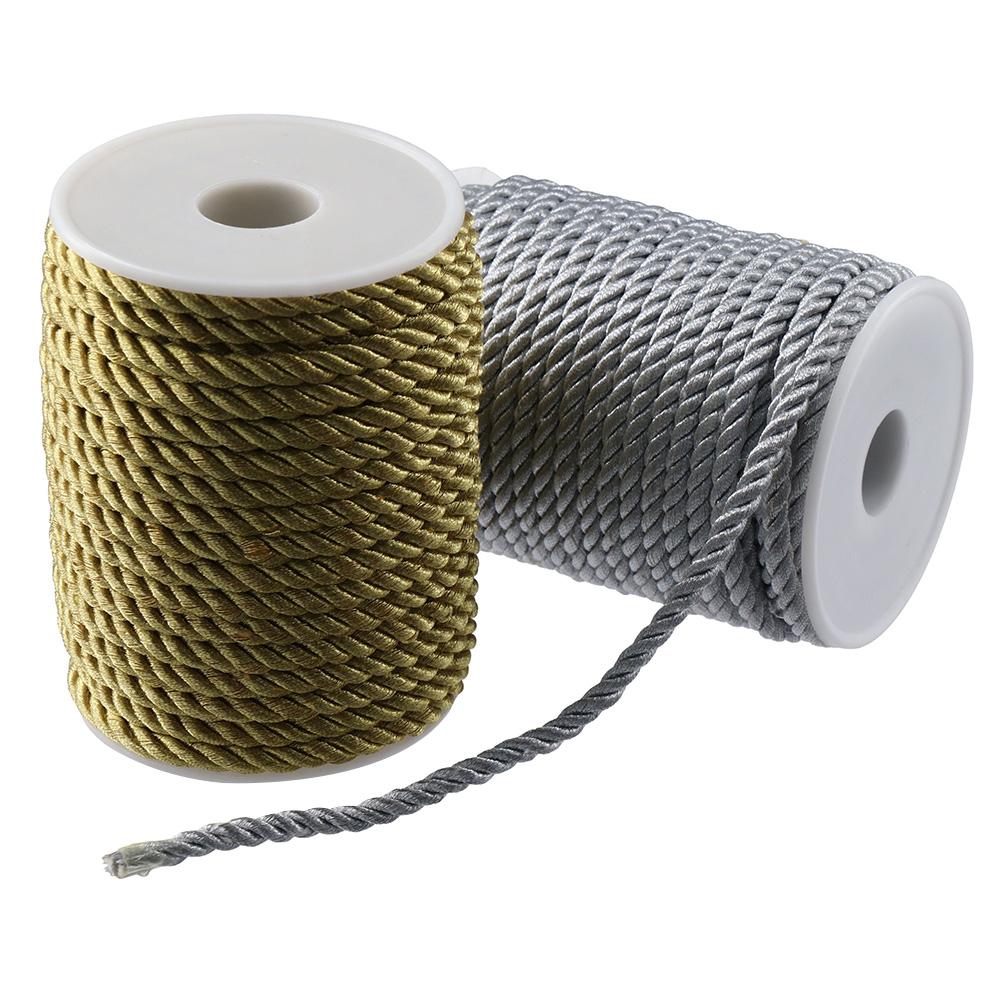Craft Decorative Twisted Rope Trim Gold Handmade Cording 2 Rolls Silk Cord DIY craft