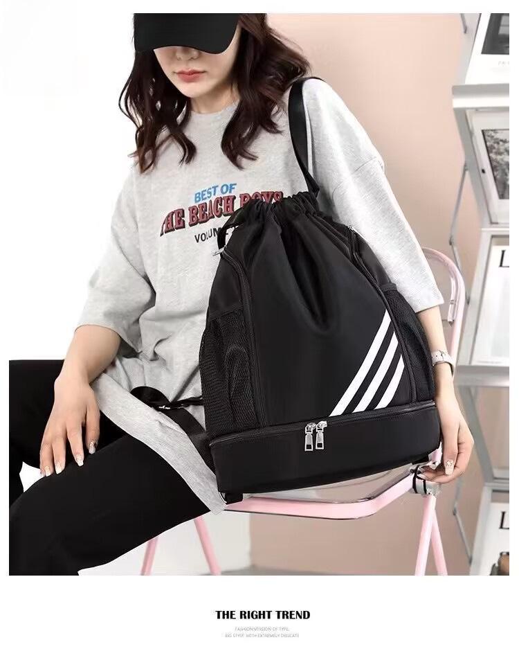 2024 Горячий стиль рюкзак с завязками на шнурке, большой вместимостью, легкая конструкция для плавания, путешествий, баскетбола - разделение сухого и влажного воздуха