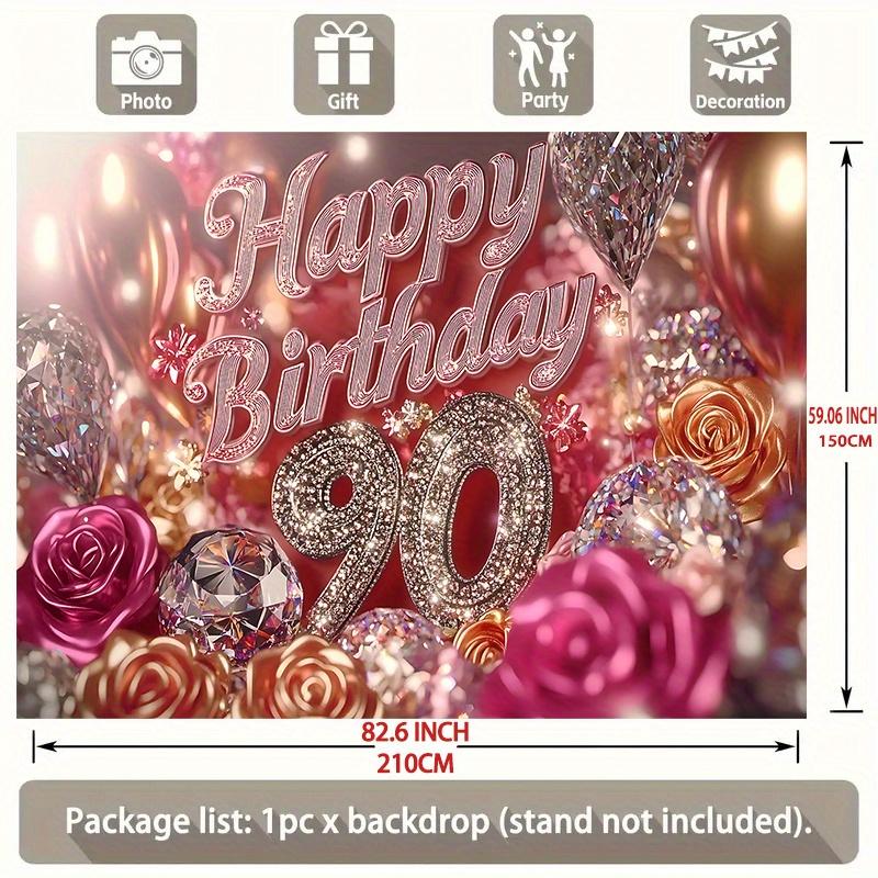 90th Rose Birthday Backdrop 1pc - Wall Hanging Decor