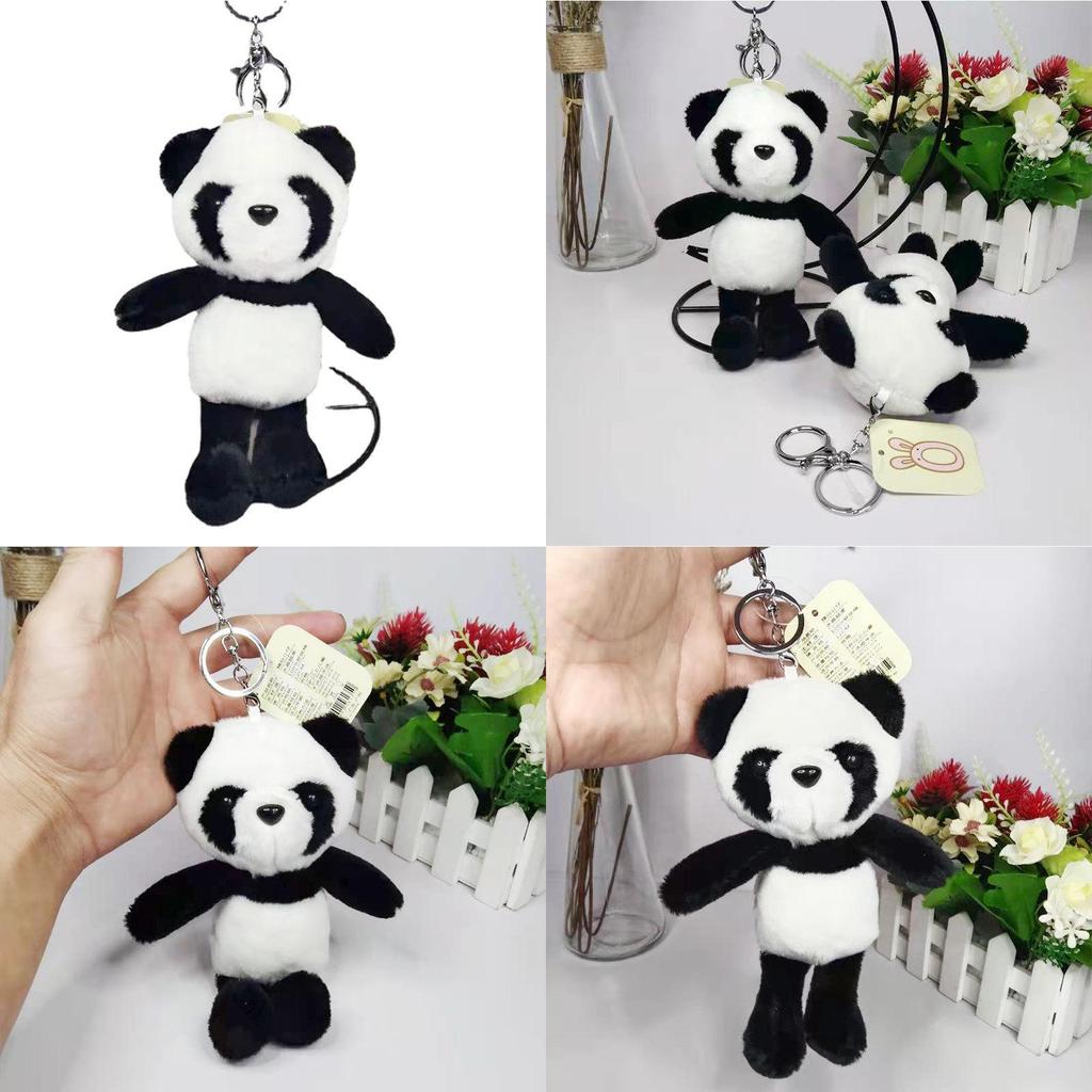 Cute Panda Plush Keychain Pendant Soft Short Velvet Cartoon Stuffed Animal