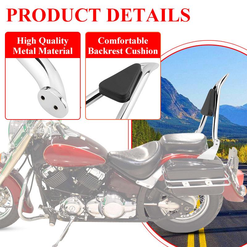 Motorcycle Detachable Passenger Backrest Rear Sissy Bar W/ Cushion Pad For Yamaha V Star 400 V Star 650 Classic Models 1998-2018