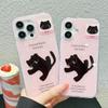Роскошный противоударный чехол для телефона для iPhone 11 Funda iPhone 13 15 14 16 Pro Max 12 13promax 14promax Жесткий пластик IMD Милый чехол с кошкой