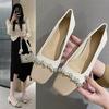 Commuter Thick Heel Single Shoes Women 2025 New Summer French Gentle Fairy Wind One Pedal Square Head Splicing High Heels