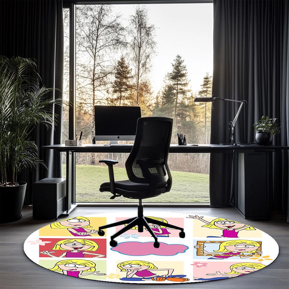 Lizzie McGuire Printed Round Rug Carpet Chair Rug Area Rug Entryway Doormats,for Office Chair Living Room Bedroom Kitchen Room.