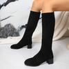 Autumn and Winter New Large Size Women's Boots Round Head Suede Fashion Thick Heel Boots High Boots