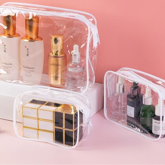 Набор из трех водонепроницаемых косметичек из ПВХ - большая вместимость, переносное хранилище для туалетных принадлежностей с застежкой-молнией