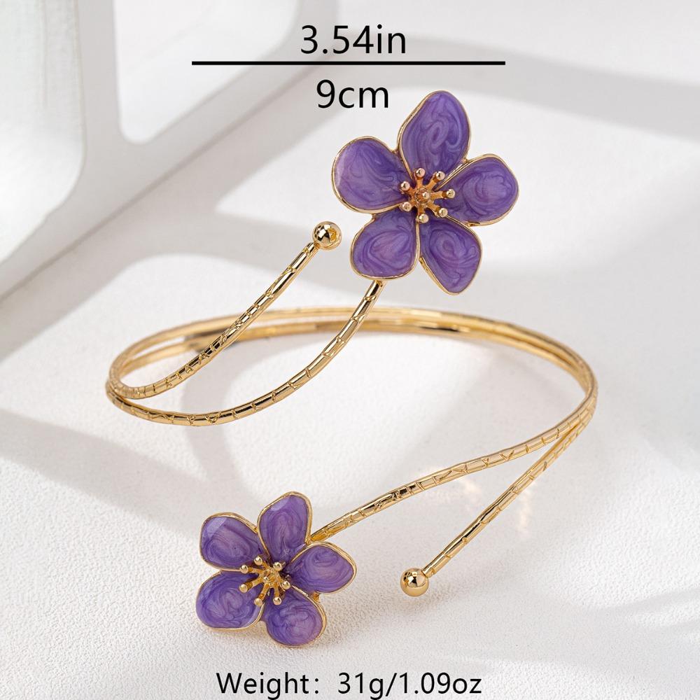 Metal Flower Open Cuff Bracelets Adjustable Floral Cuff Bracelet Open Arm Bracelets Party Jewelry