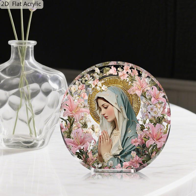 1pc Virgin Mary & Nativity Ornament - Religious Statue, Praying Hands Icon for Christmas, Holy Night Home/ Office/ Church Decor, Centerpiece Gift 