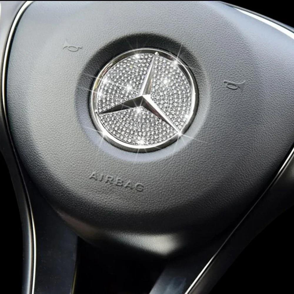 C200 E200 Новый Для Mercedes Benz 45/49 мм Автомобильный Руль Кристальный Алмазный Стикер Эмблема Для Mercedes Benz AMG A B C E S GLA CL