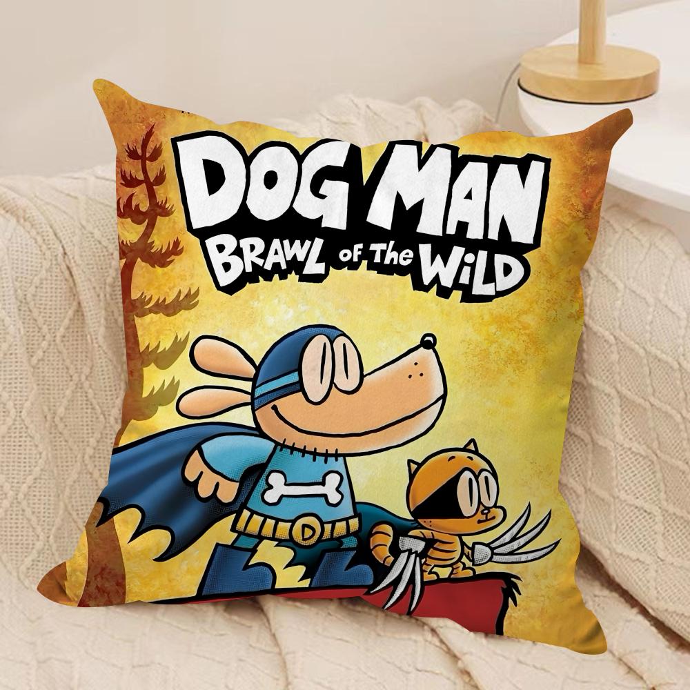 Comic Cartoon DDogmans Cushion Cover Silky Short Plush Invisible Zipper Dustproof Sofa Pillow Case for Home Decor