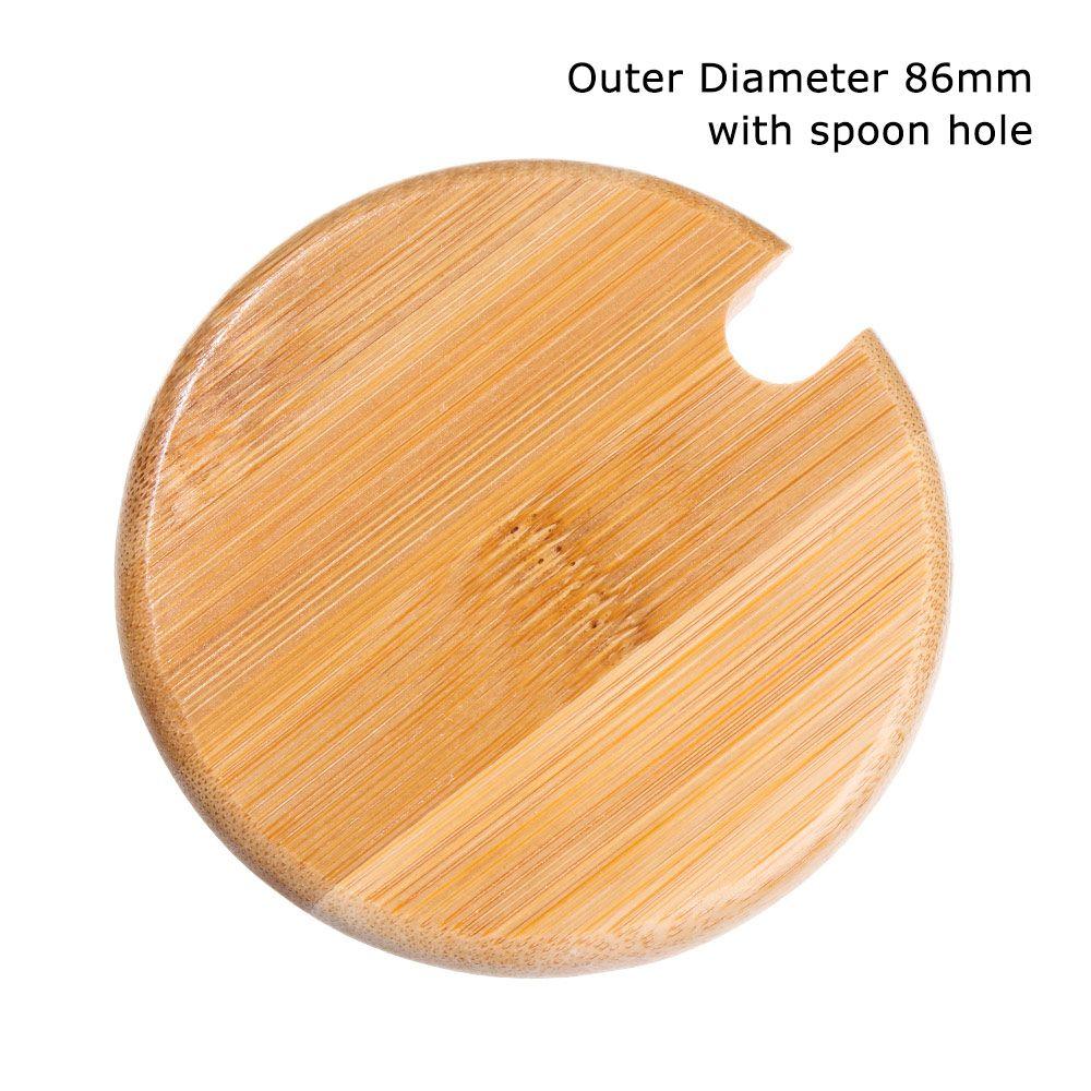 Wood Wide Mouth Can Mason Jar Cap Mug Cover Wooden Lids Lid With Spoon Hole Seasoning Bottle Caps
