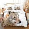 3pcs Bedding Set Animal Wolf Bear Oanda Printed Cozy Duvet Cover King Queen Twin Single Size Birthday Gift Boy Kid Bedroom Decor