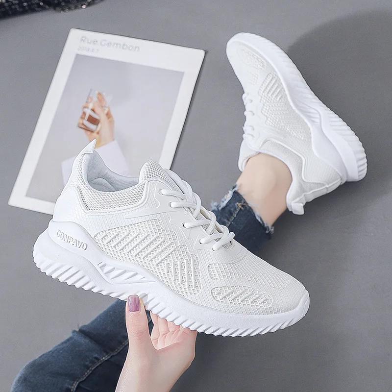 Женские кроссовки Wild Breathable и легкие кроссовки Single Net Women Fashion Trend Student Sneakers White Casual Shoes