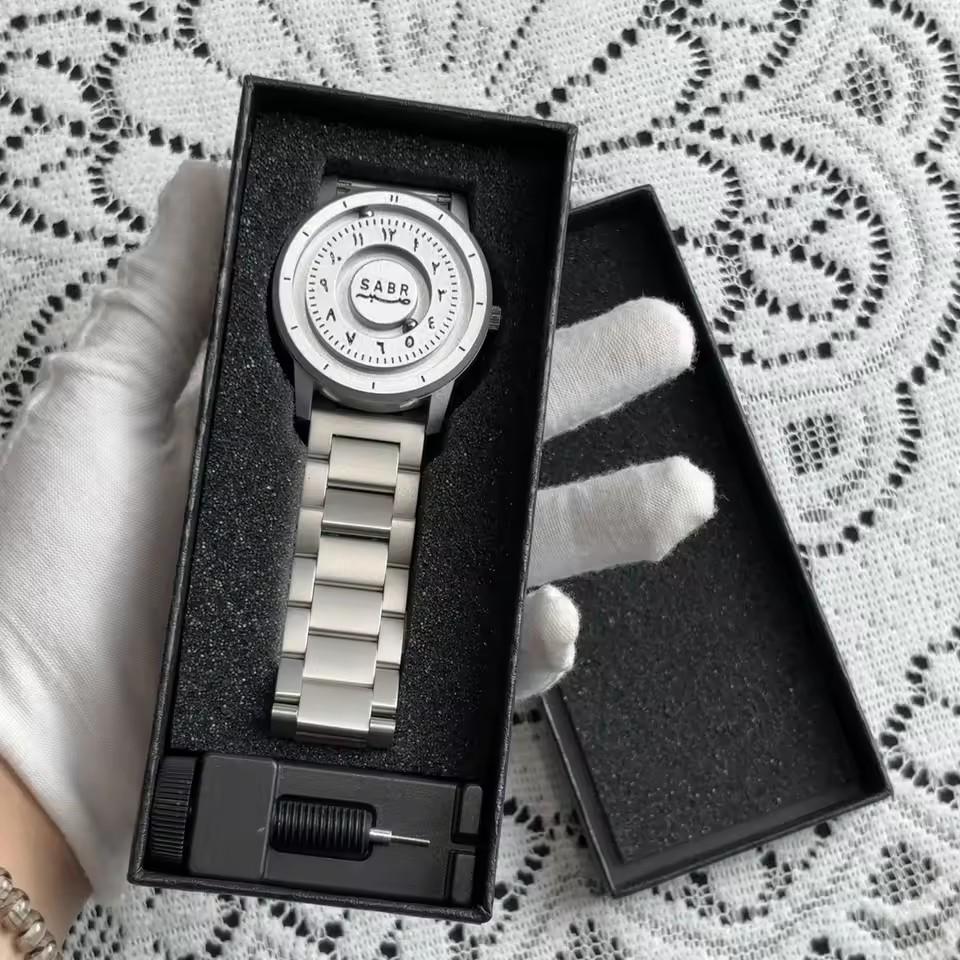 Sabr Arabic Numerals Men's Watch Magnetic Bead Hands with Graduations Custom Mirrorless Watch Gift Box Set
