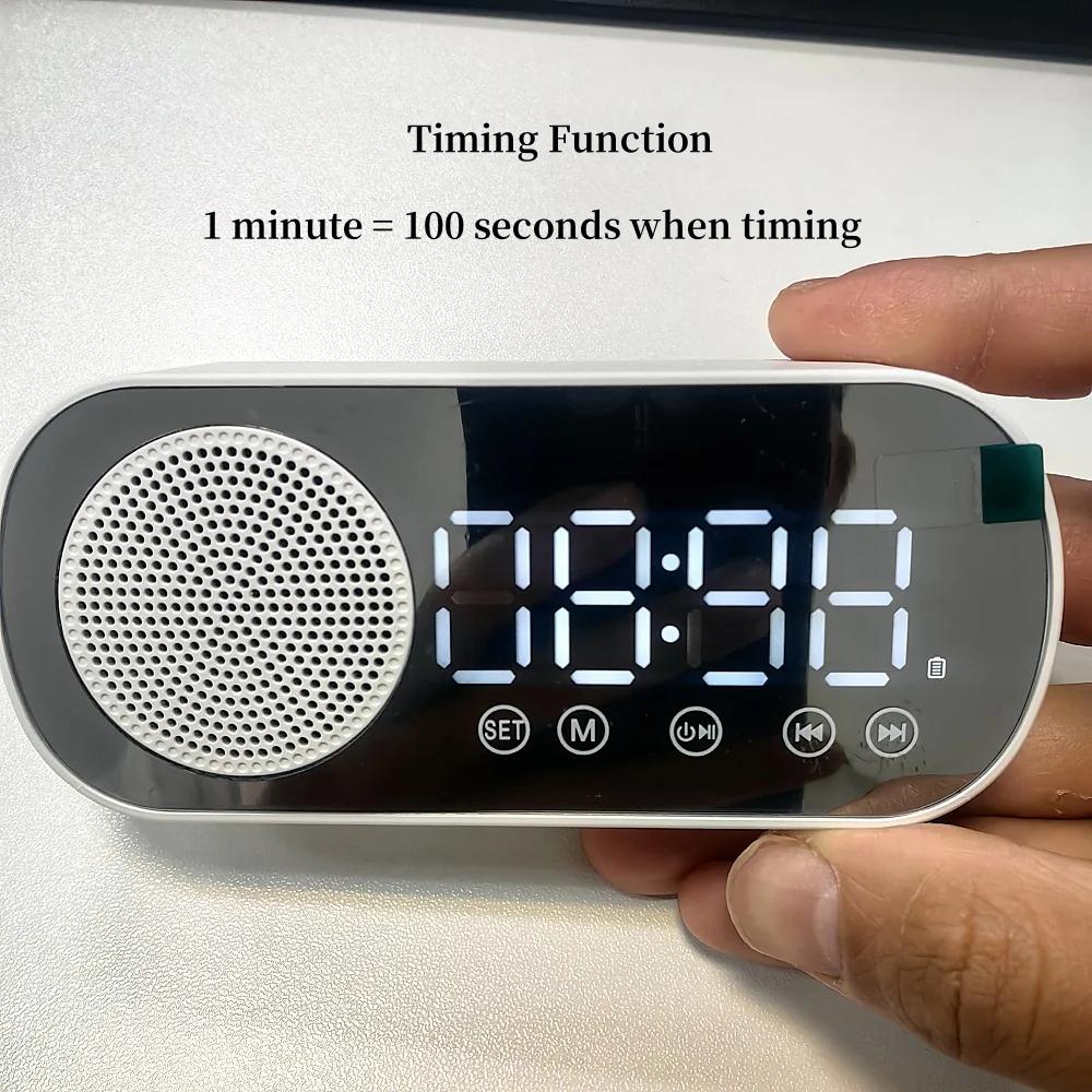 Мини-зеркало, цифровой будильник, таймер, перезаряжаемые беспроводные часы, 2 будильника, FM-радио, беспроводной динамик, сабвуфер, настольные светодиодные часы