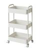 Pearl Metal Storage Rack Rolling Cart/Wagon, 3-Tier, with Casters, Steel, 30kg Weight Capacity, White, N-8000