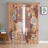 Tribal Art African Ethnic With Traditional Sheer Curtains Living Room Tulle Window Curtain Bedroom Kitchen Drapes