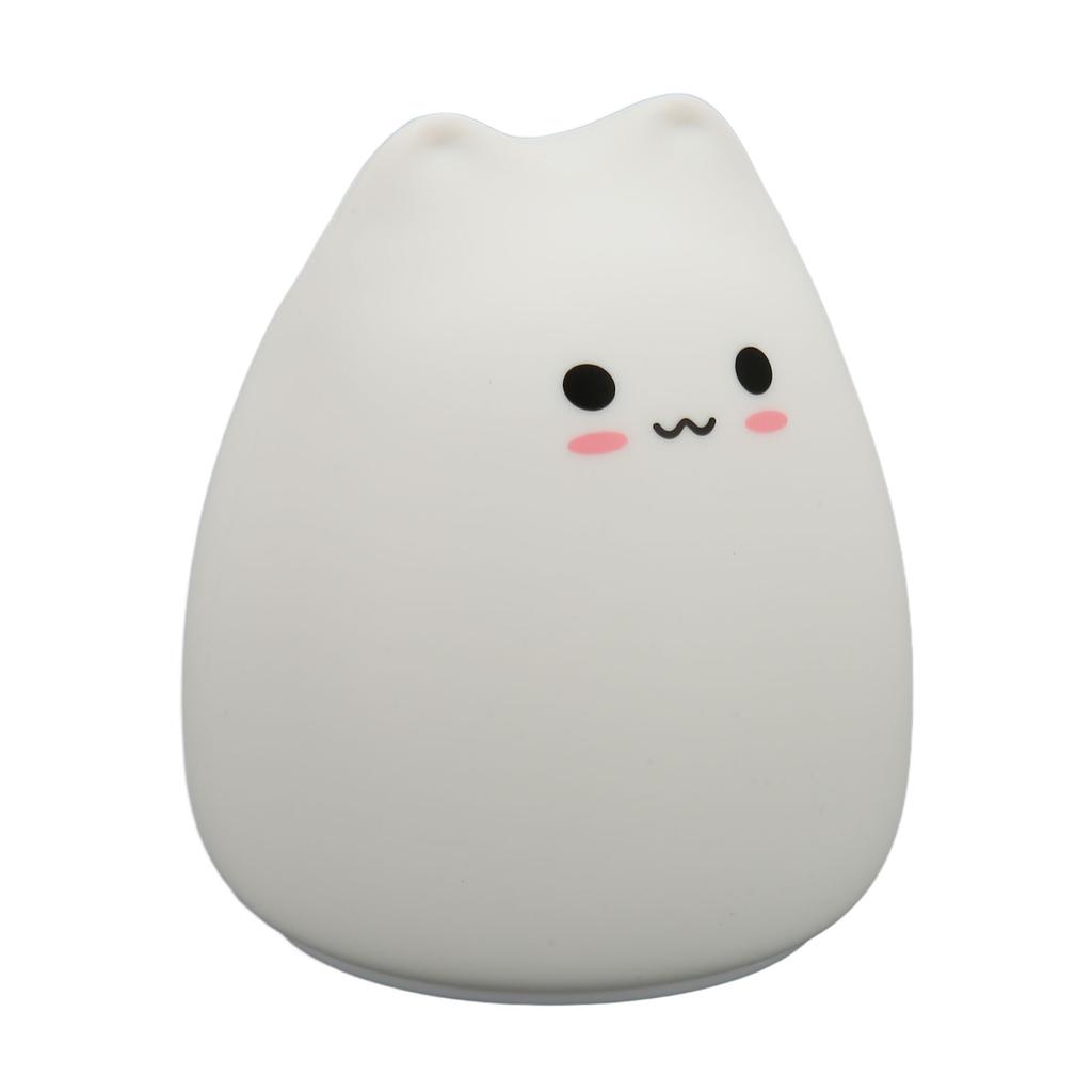 Silicone Cat Lamp 7 Colors Breathing Mode Warm White Light Cute Touch Night Light Cat Table Lamp