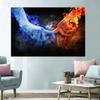 Красочный лед и пламень рука об руку холст безрамная декоративная живопись гостиная спальня картина маслом украшение дома