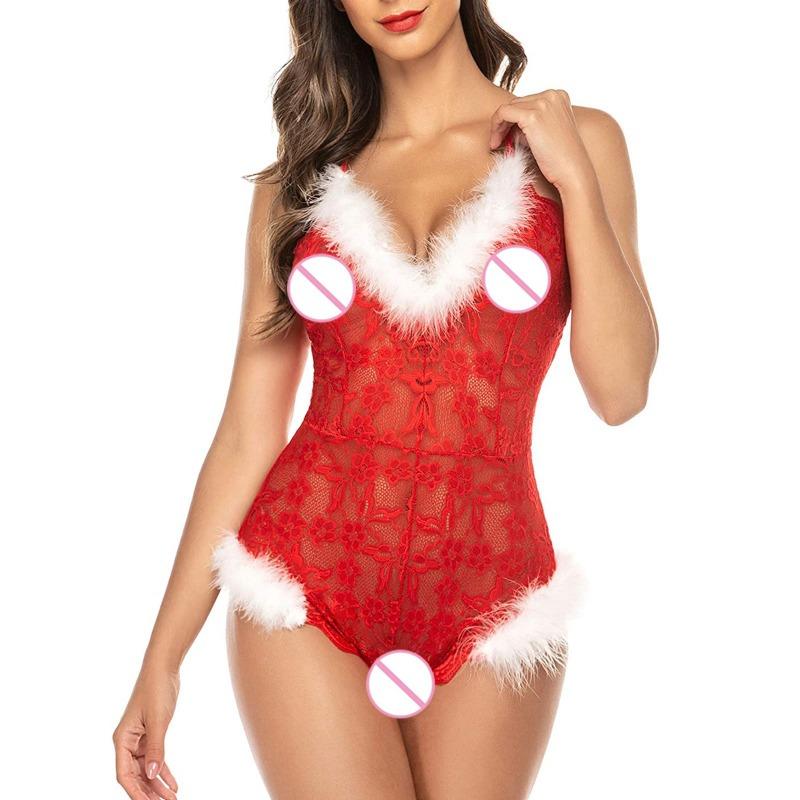 Sex Dress Sexy Perspective Lace onesie Show Christmas