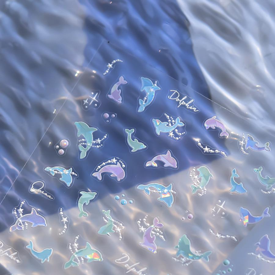 Shiny Blowing Bubble Nail Decorations Stickers 5D Shell Light Love Cat Bubble Transfer Slider Sticker DIY Manicure Decals
