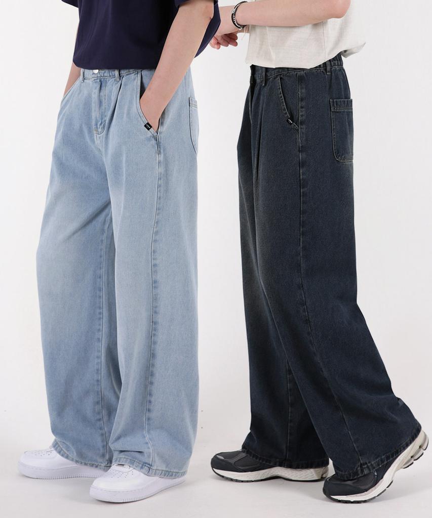 UMM One-Pleat Point Wide Half-Waist Denim Pants 4 Colors