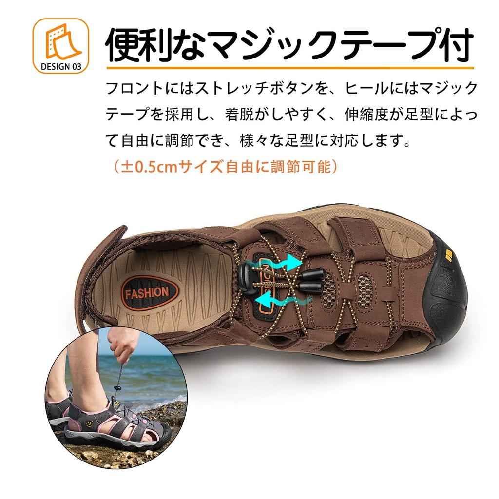 STRDEOUT Sports Натуральная Удобная на липучке Дышащая Носок Размер см Мужские Сандалии, Кожа, Амфибийные, Для ходьбы, Кемпинг, Треккинг, Лето,