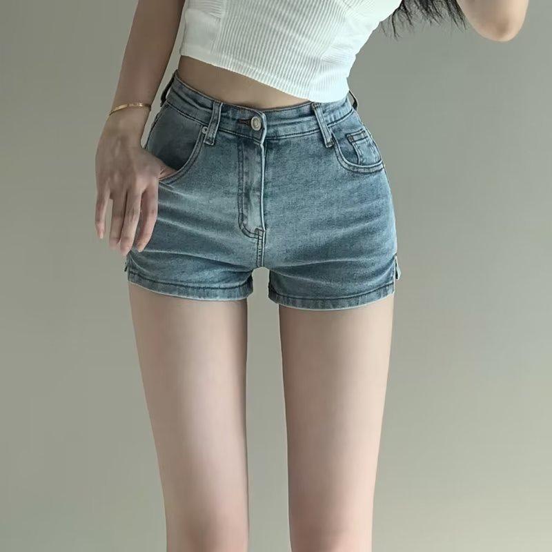 Jeans Women's Summer Skinny Shorts High Waisted, Small Slit Hip Lift Pants
