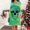 2025 Осень и Зима Новое Повседневное Женское Платье с Круглым Вырезом 3D Хэллоуинский Узор Идеальный Подарок на Хэллоуин Рождество