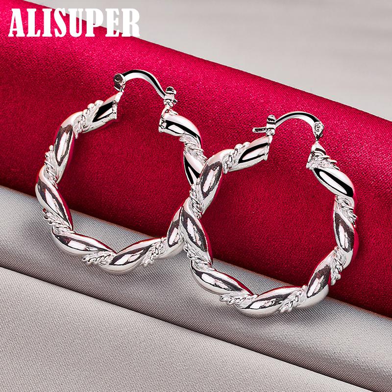 Ювелирные изделия из круглого кольца из стерлингового серебра 925 пробы с витой веревкой