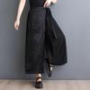 Black Plus Size Vintage Pleated High Waist Casual Loose Summer Wide Leg Pants Women Trousers