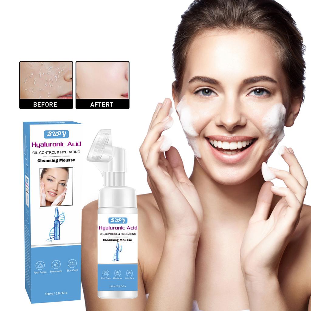 Hyaluronic Acid Cleansing Mousse Gentle Foaming Washing and Removing Two-in-One Amino Acid Facial Cleanser