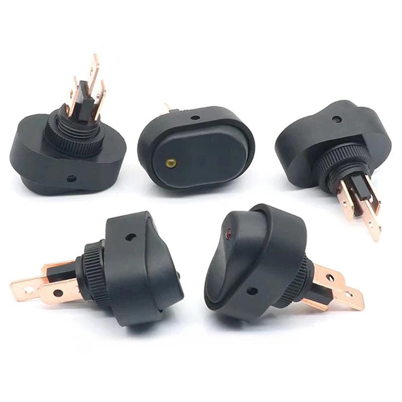 2Pcs 3 Pin LED Lighted On Off Switch Toggle Switch 12V 30A Oval Rocker Switch For Automative Car RV Marine Boat
