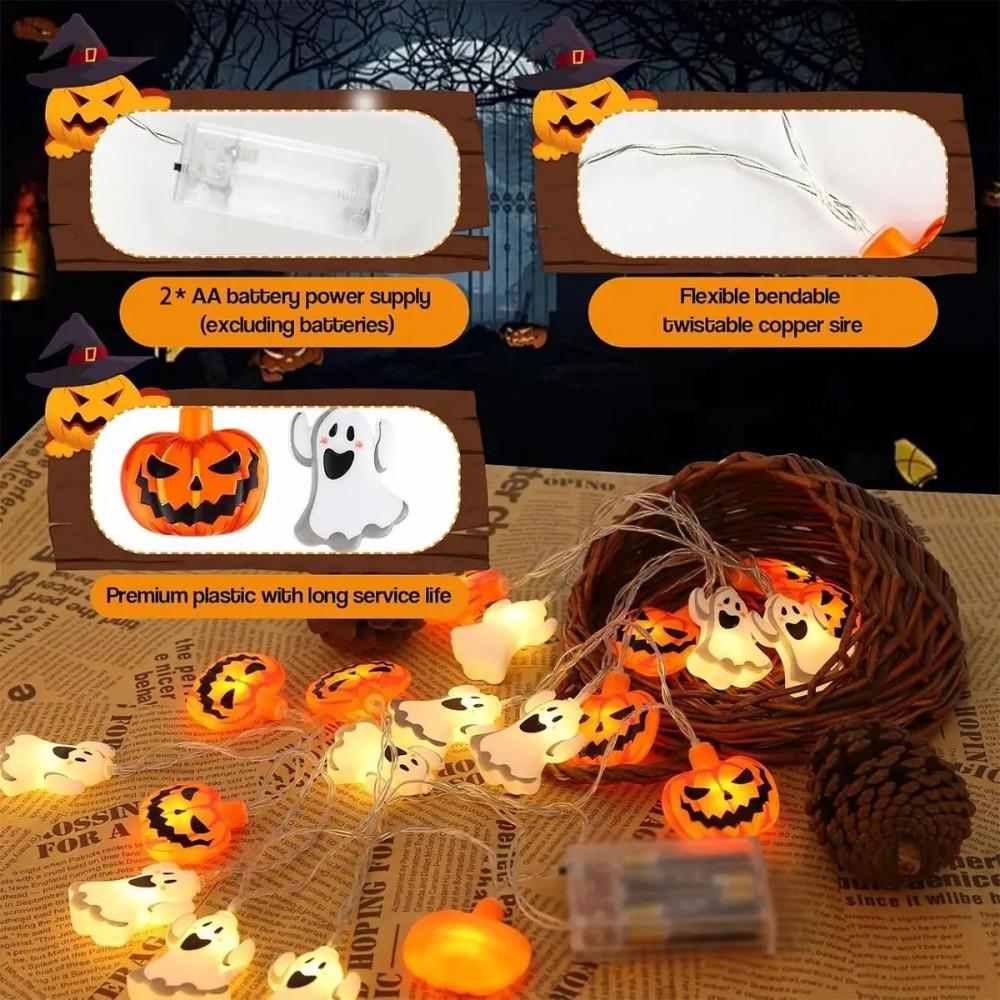 Xiaomi 1pc 10/20 LED Halloween Single Layer Pumpkin & Ghost String Light Battery Powered for Garden Home Holiday Halloween Party Decor