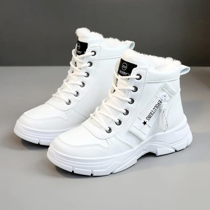 Designer Chunky Women Ankle Boots Winter New Plush Warm Snows Boots Lady Sneakers Outdoor Increase Casual Shoes Mujer Size 35-44