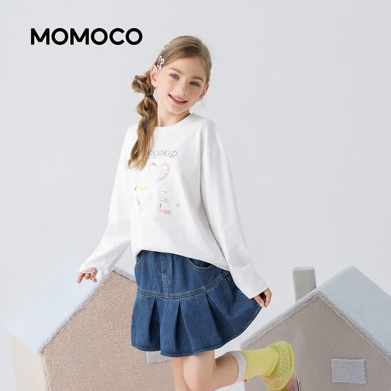 Хлопковая футболка с длинным рукавом для девочек MOMOCO