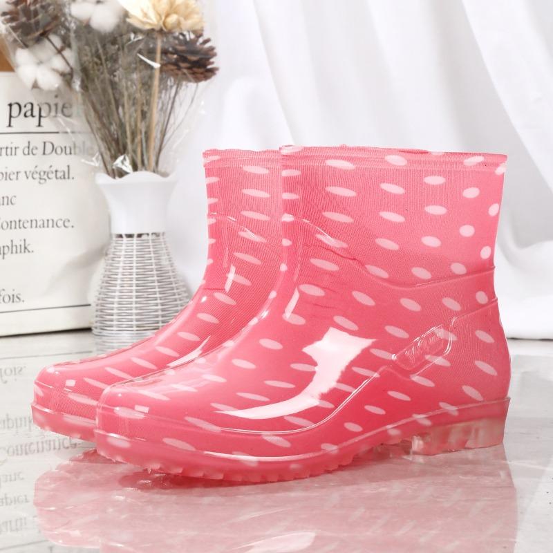 Four Seasons Fashion Rain Shoes Women's Short Water Shoes Women's Water Boots Low Top Adult Rain Boots Waterproof and Anti-skid Water