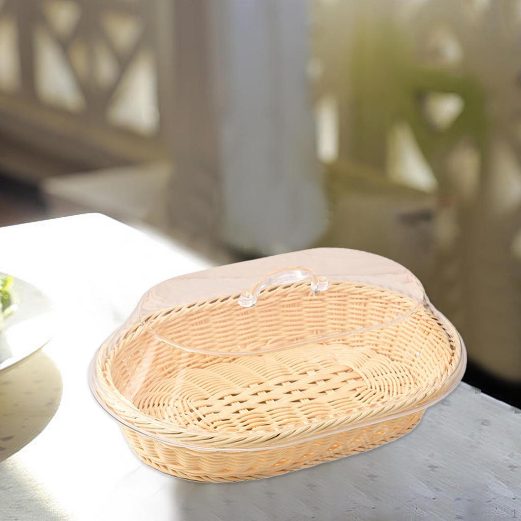 Bread Basket Serving Tray Kitchen Fruit Holder with Lid Food Organizer for Living Room Camping