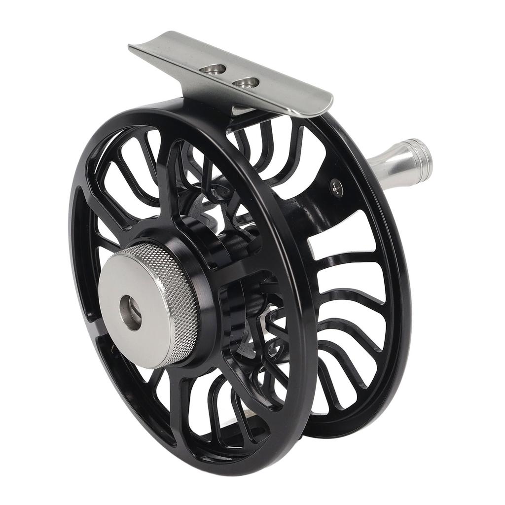Черная 5 6 Катушка для нахлыста из алюминиевого сплава с кнопкой сброса Катушка для нахлыстовой рыбалки с большой шпулей для пресной и соленой воды