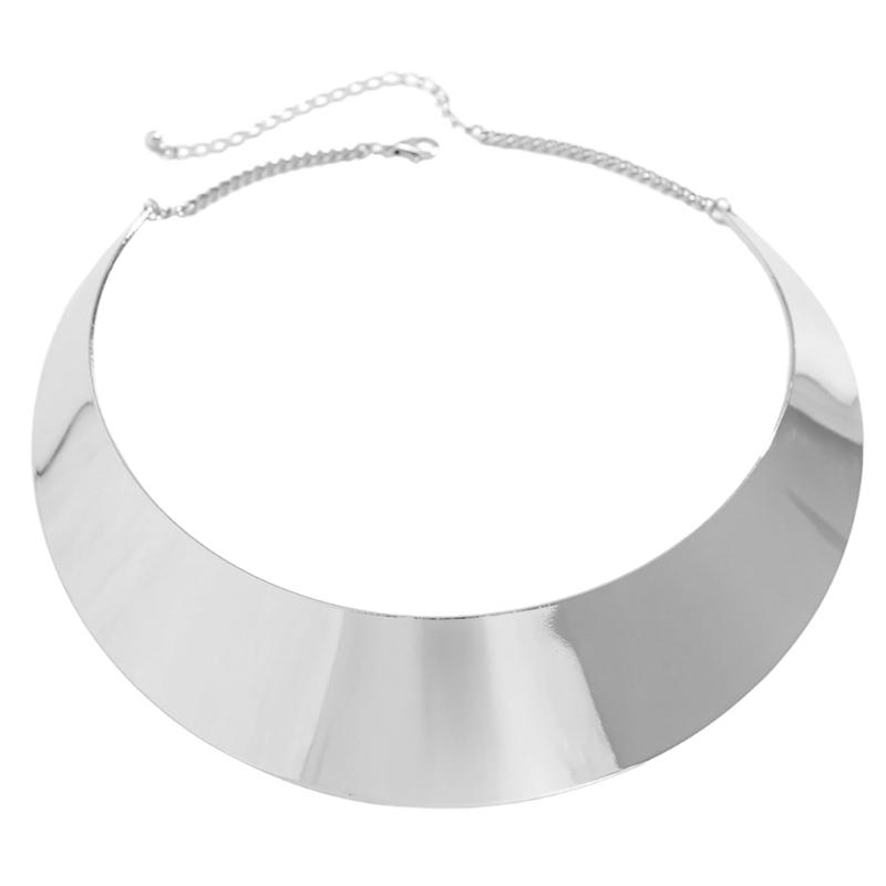 Женское панк хип-хоп ожерелье, преувеличенный металлический проволочный торк, чокер, золото/серебро, широкая гладкая цепь, шейное украшение