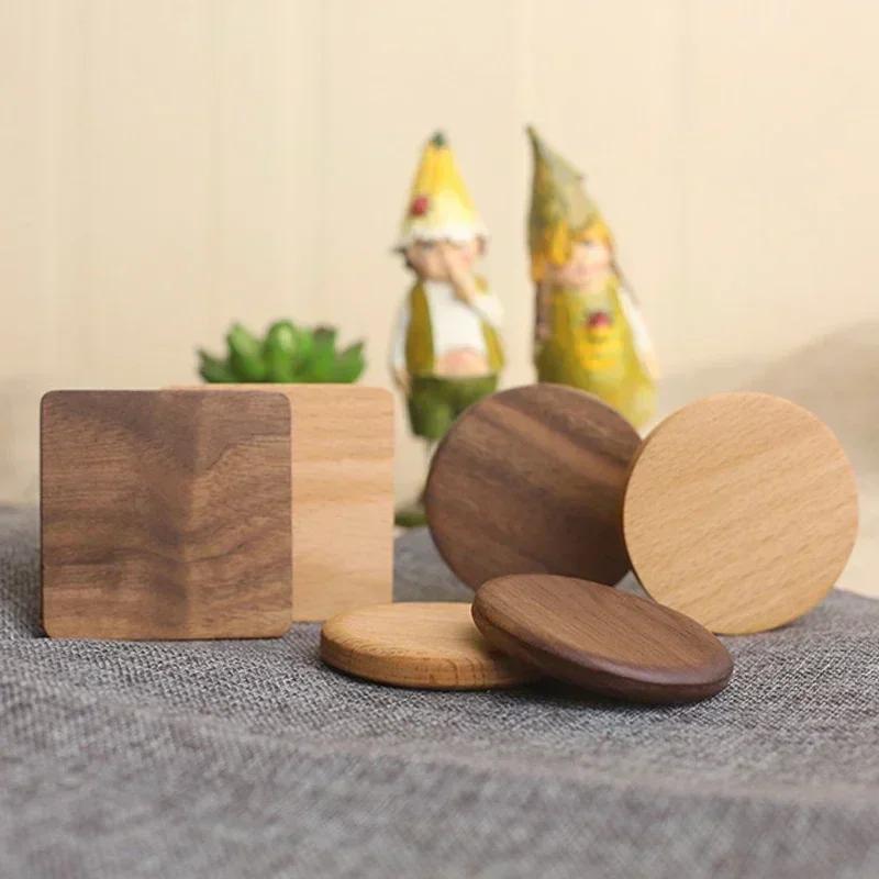 1PCS Wood Placemats Coasters Tea Coffee Cup Pad Decor Durable Heat Resistant Square Round Drink Mat Bowl Teapot Holder 88cm