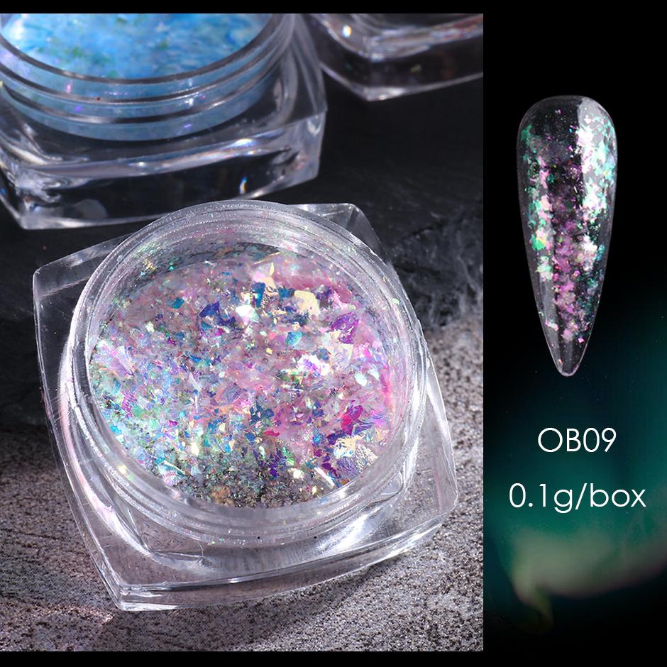 1 коробка Aurora Opal Flakes, блестящие блестки для ногтей, блестящие пайетки, украшение для дизайна ногтей