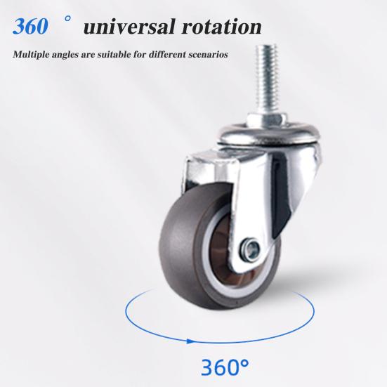 5 шт. 1,5"/2" поворотные ролики M8 x 15 мм с резьбовым стержнем колеса резиновые ролики бесшумные мебельные ролики замена для детской кровати стола полки