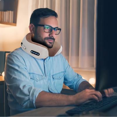 Электрический массажер для шеи, U-образная массажная подушка, массажер для шеи и шейного отдела с прочной пеной с эффектом памяти, подогреваемая массажная подушка