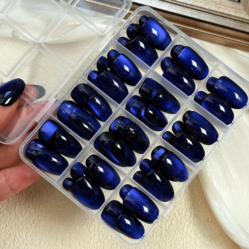 144Pcs Oval Fake Nails Short Medium Full Cover False Nails Fashion Cat Eye False Nails Women