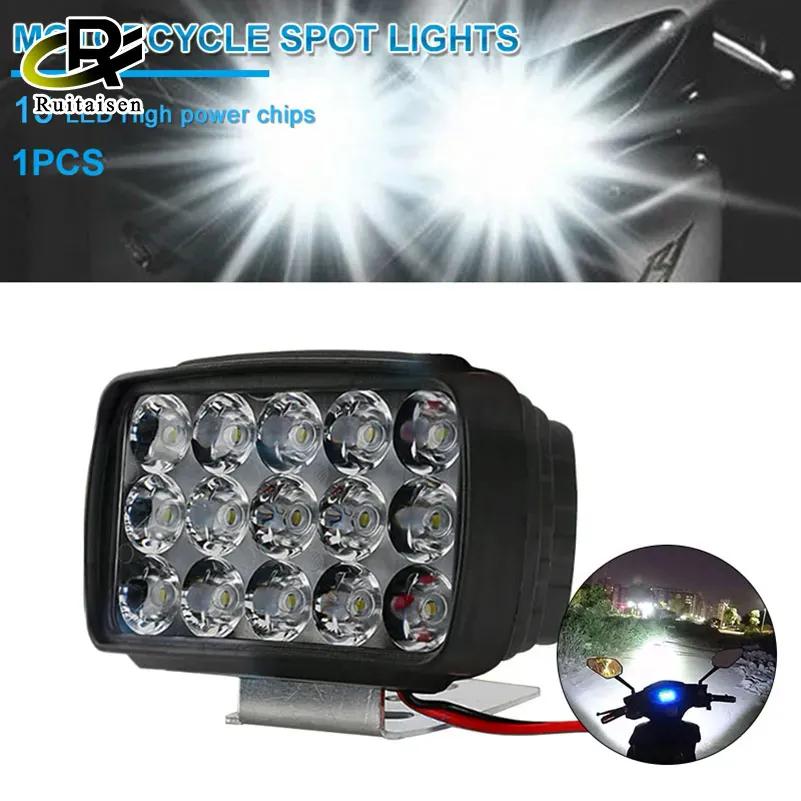 15LED 45W квадратная фара для мотоцикла, передний вспомогательный фонарь, противотуманные фары, аксессуары для мотоциклов, универсальный 12 В