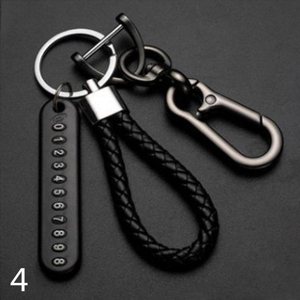 Fashion Weave Bag Pendant Auto Key Chain Leather Phone Number Plate Keyring Anti-lost Car Keychain