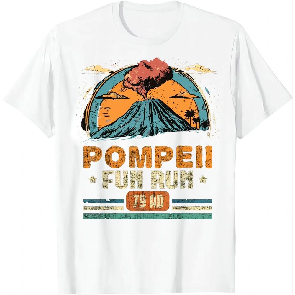 Pompeii Fun Run - География Вулканолог Футболка Вулканология Уличная одежда Винтажная футболка Футболки