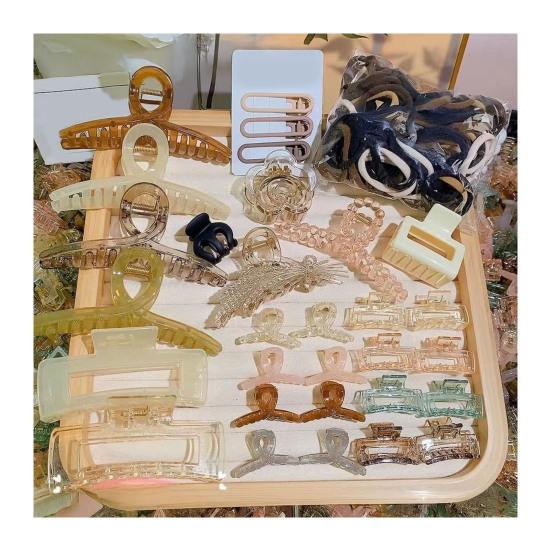 32/40/80Pcs Hair Claw Set Variety Geometric Shape Plastic Hairpin Anti-slip Teeth Back Head Hair Clip Hair Accessories
